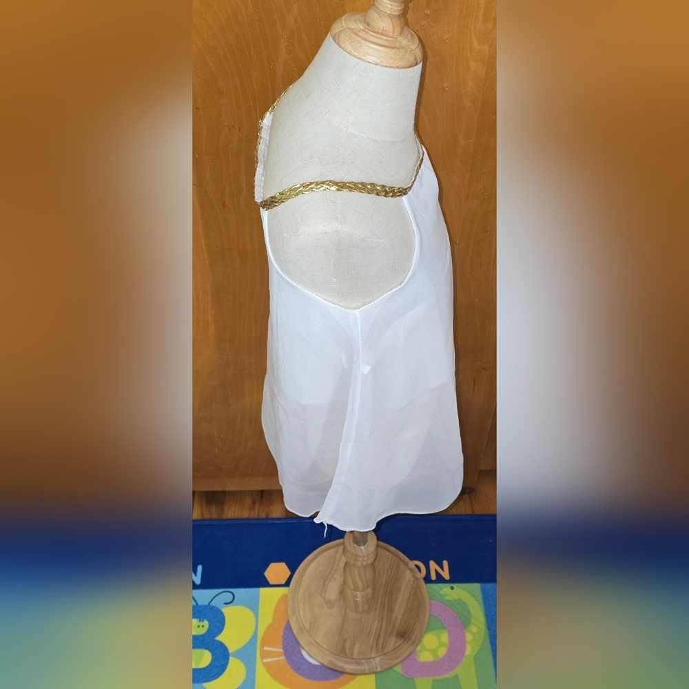Girls SZ 2 White TOP w/ Gold Braided Neckline Sleeveless / NEW - Picture 7 of 10